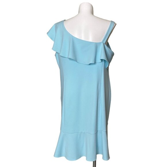 Julia Jordan One Strap Ruffle Shoulder Dress, Light Blue Women's Size 20W - Picture 4 of 10